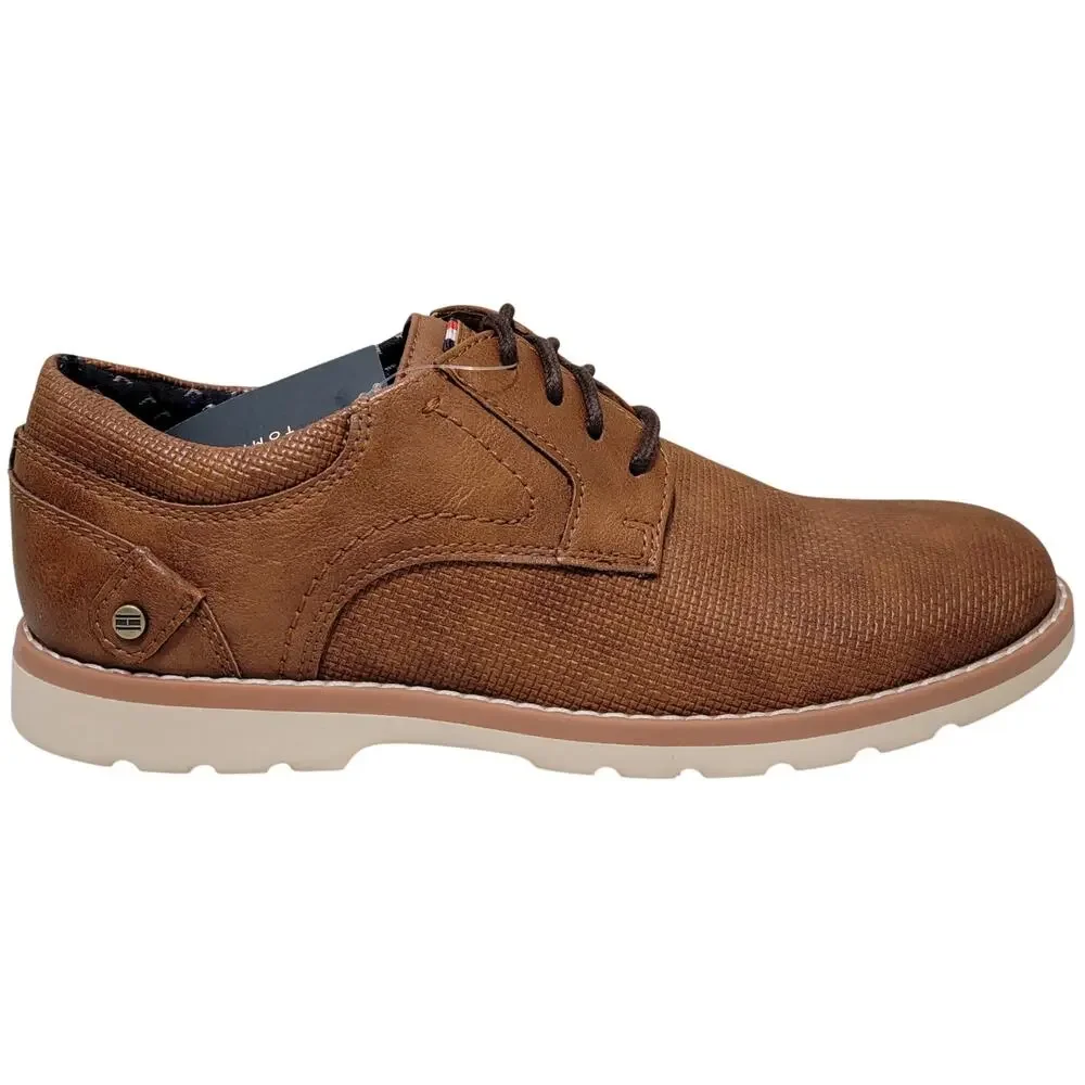 Tommy Hilfiger Men Nemoza Textured Plain Toe Derby Oxfords Size US 7M Brown